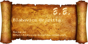 Blahovics Brigitta névjegykártya